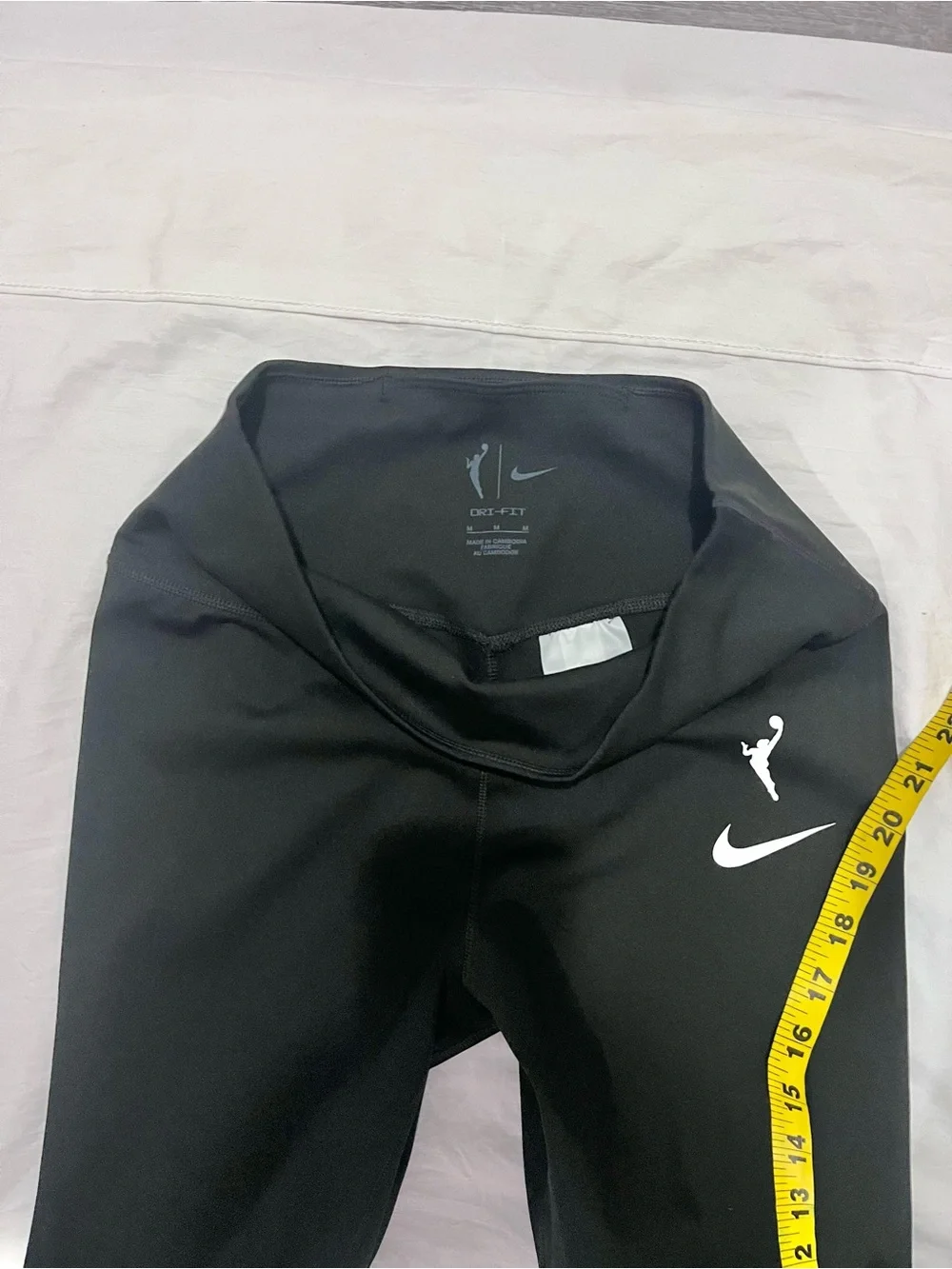 Nike Black High-Rise Leggings with White Swoosh and Logo